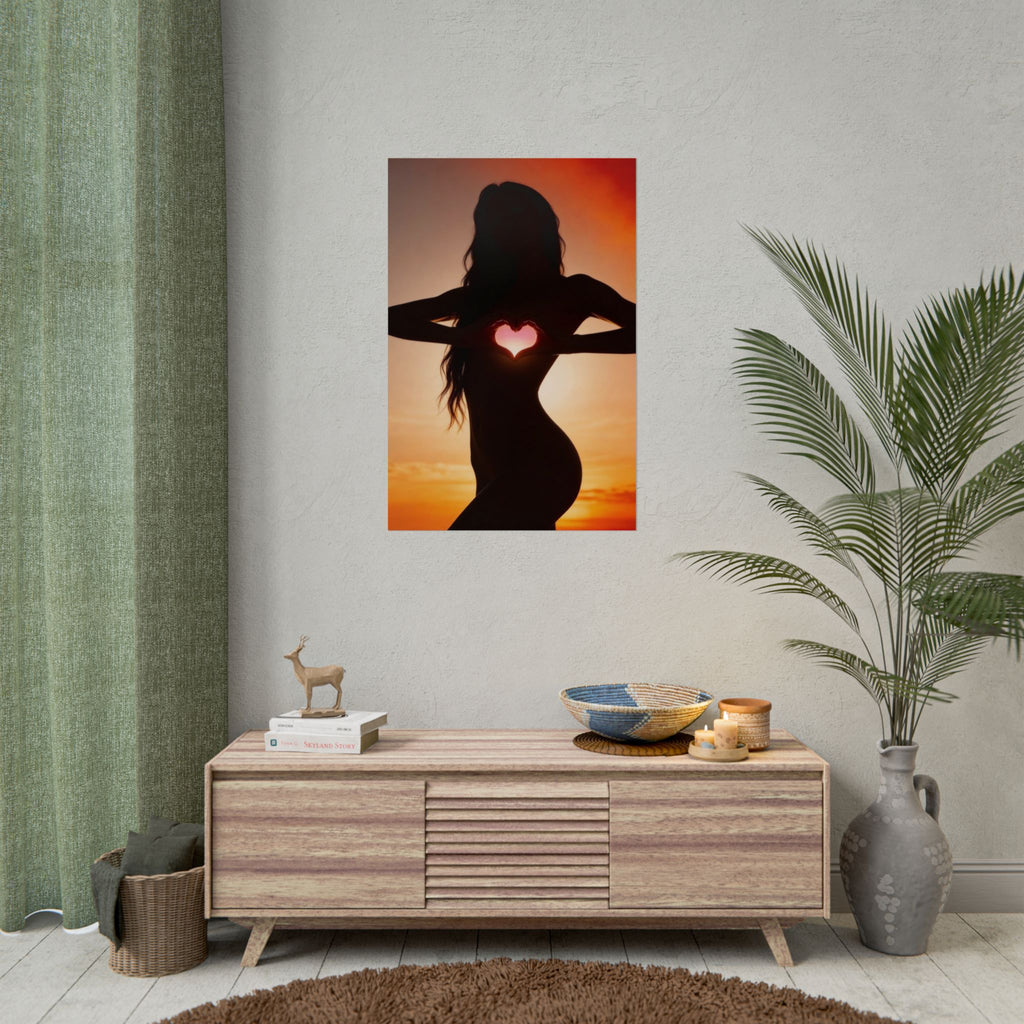 Alyx | Silhouette Sunset Poster — Heart Cutout Rolled Poster