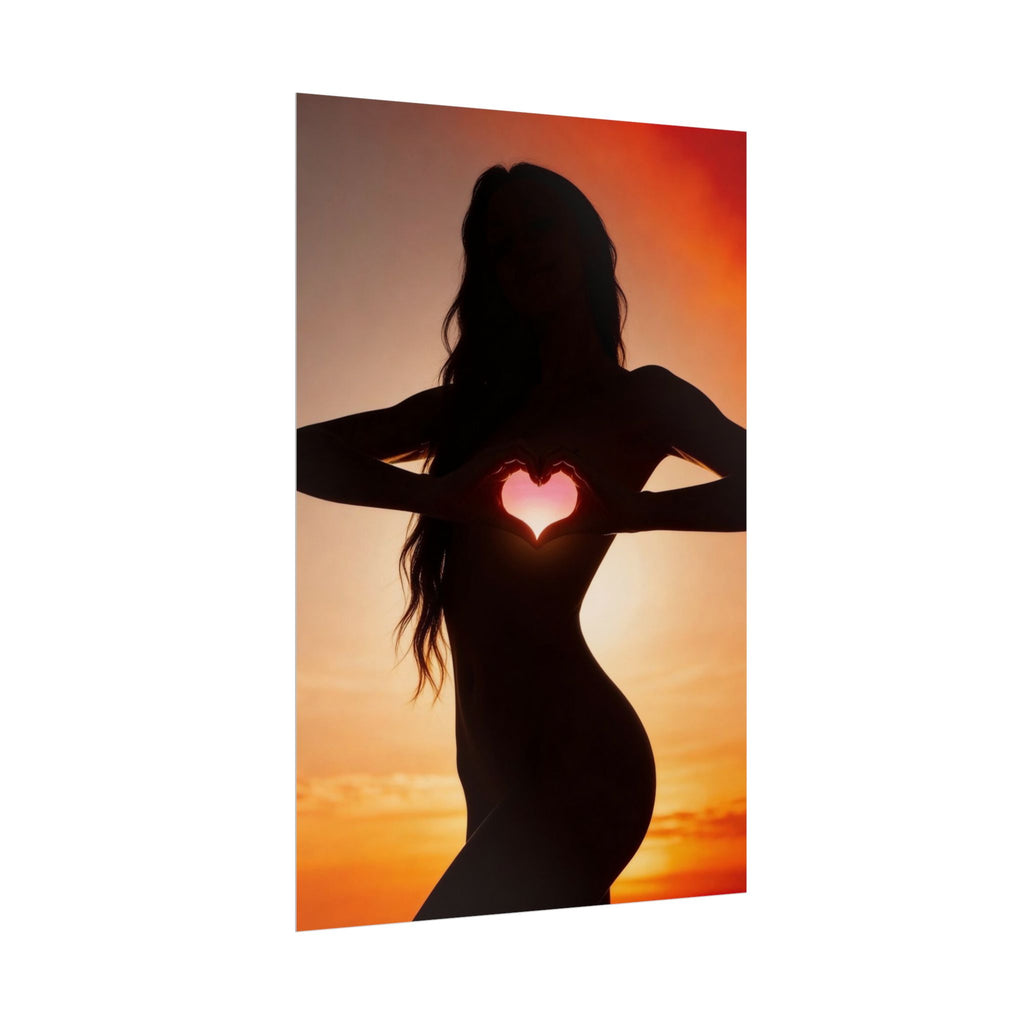 Alyx | Silhouette Sunset Poster — Heart Cutout Rolled Poster