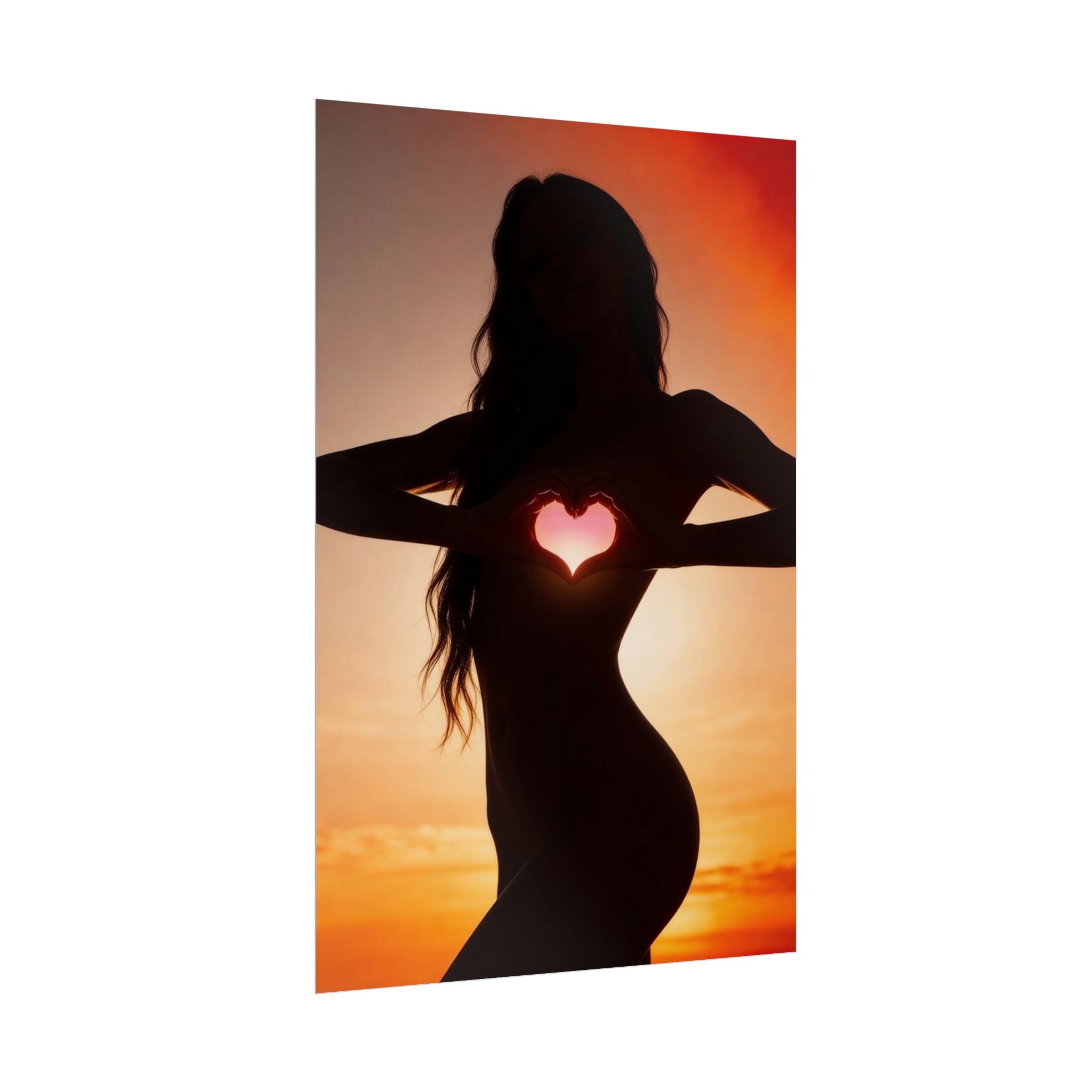Alyx | Silhouette Sunset Poster — Heart Cutout Rolled Poster
