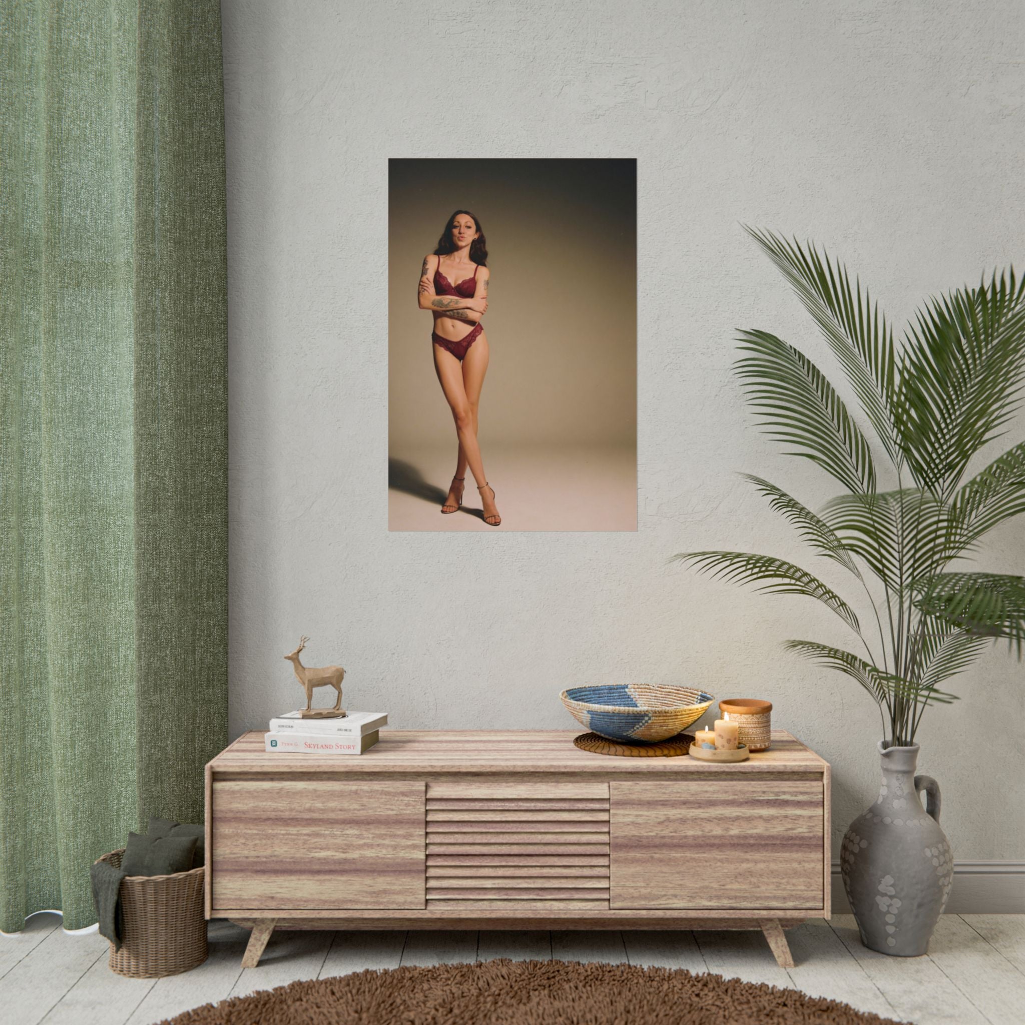 Alyx | Maroon Lingerie Post-up Print | Rolled Poster