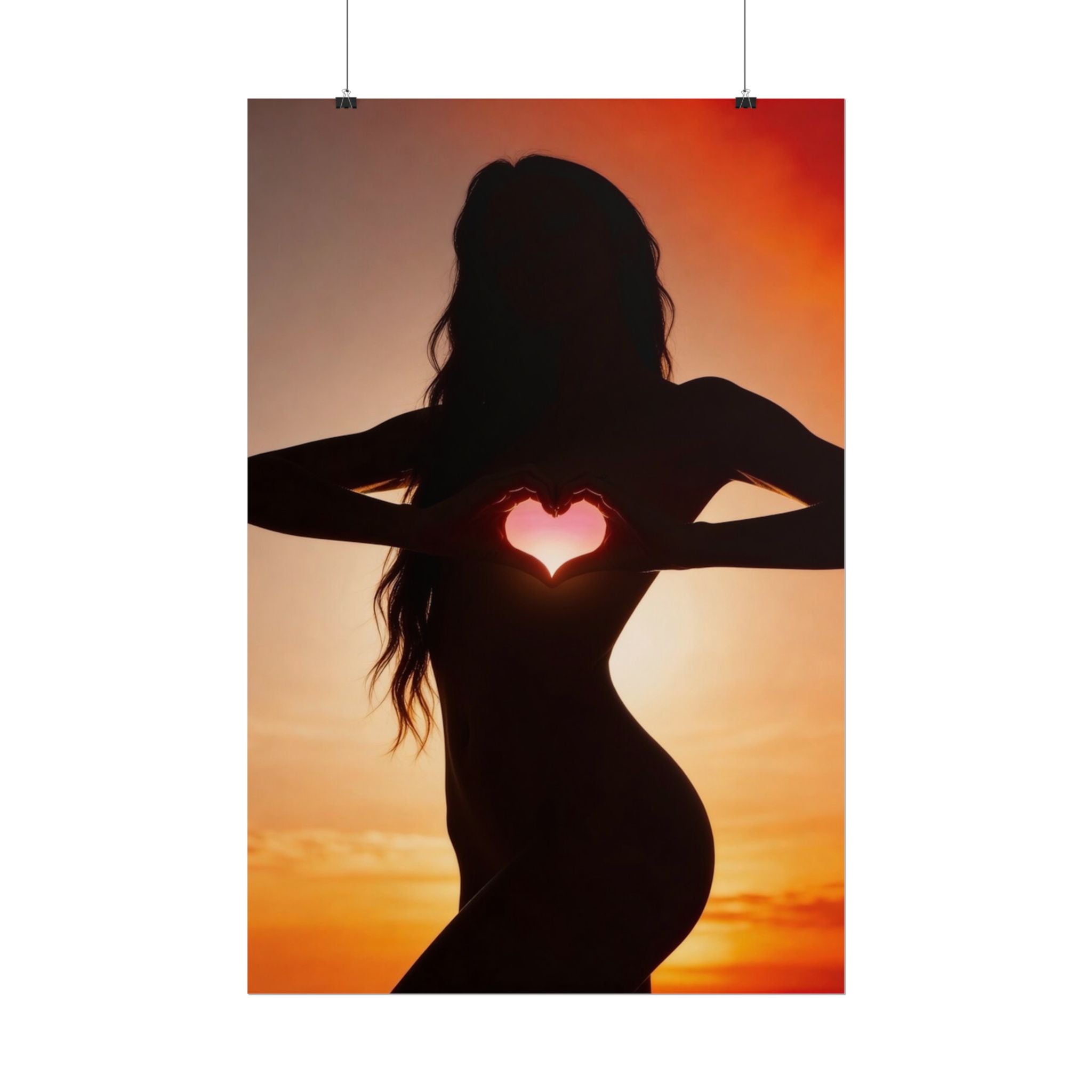 Alyx | Silhouette Sunset Poster — Heart Cutout Rolled Poster