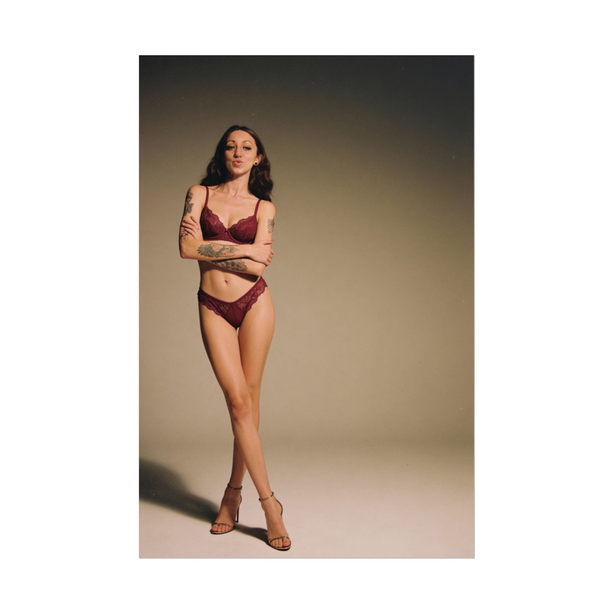 Alyx | Maroon Lingerie Post-up Print | Rolled Poster