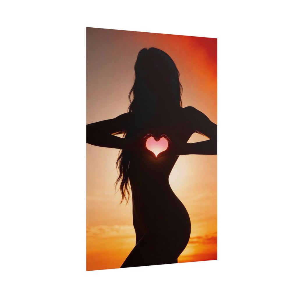 Alyx | Silhouette Sunset Poster — Heart Cutout Rolled Poster