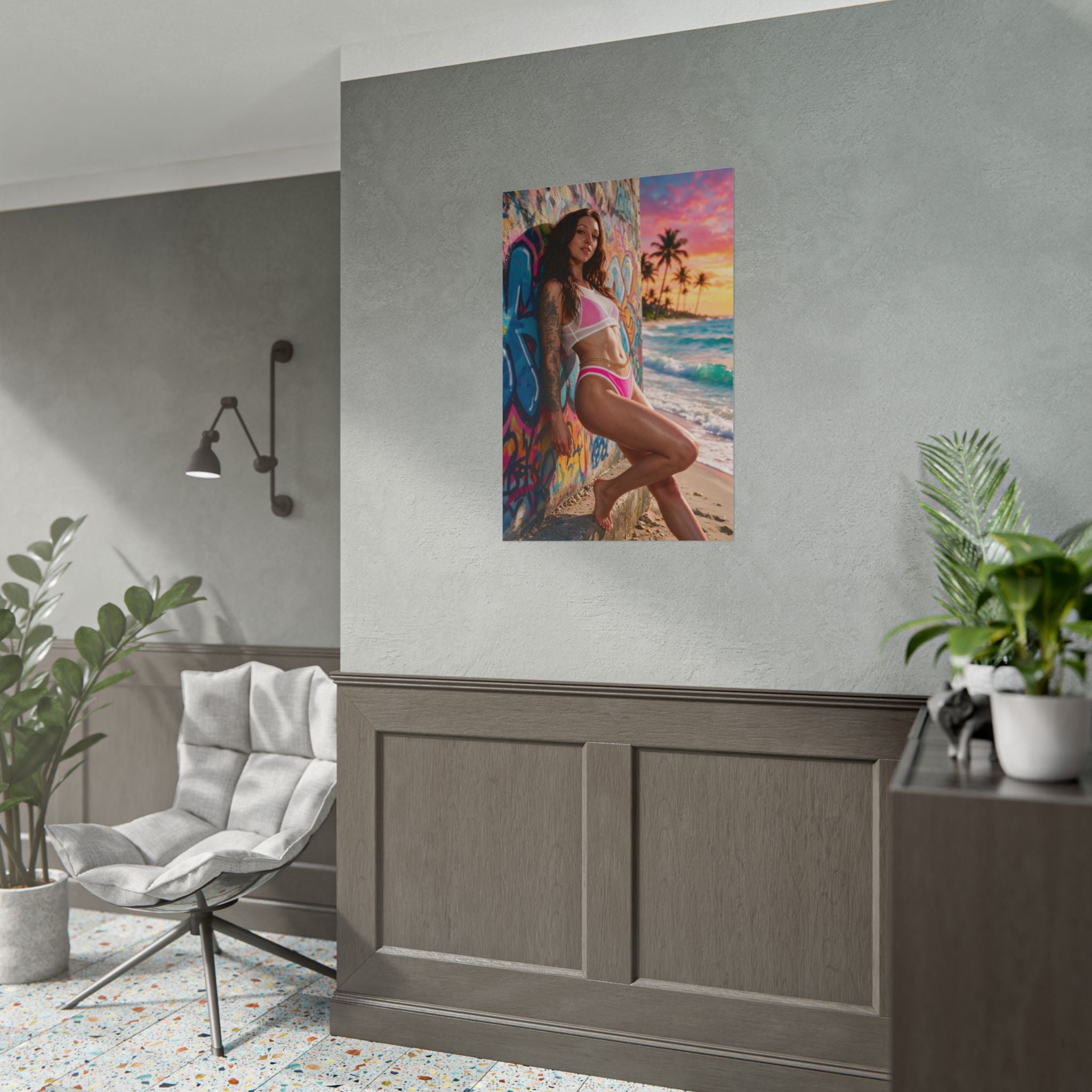 Alyx | G6 Beach Graffiti Bikini | Tropical Palm Rolled Poster